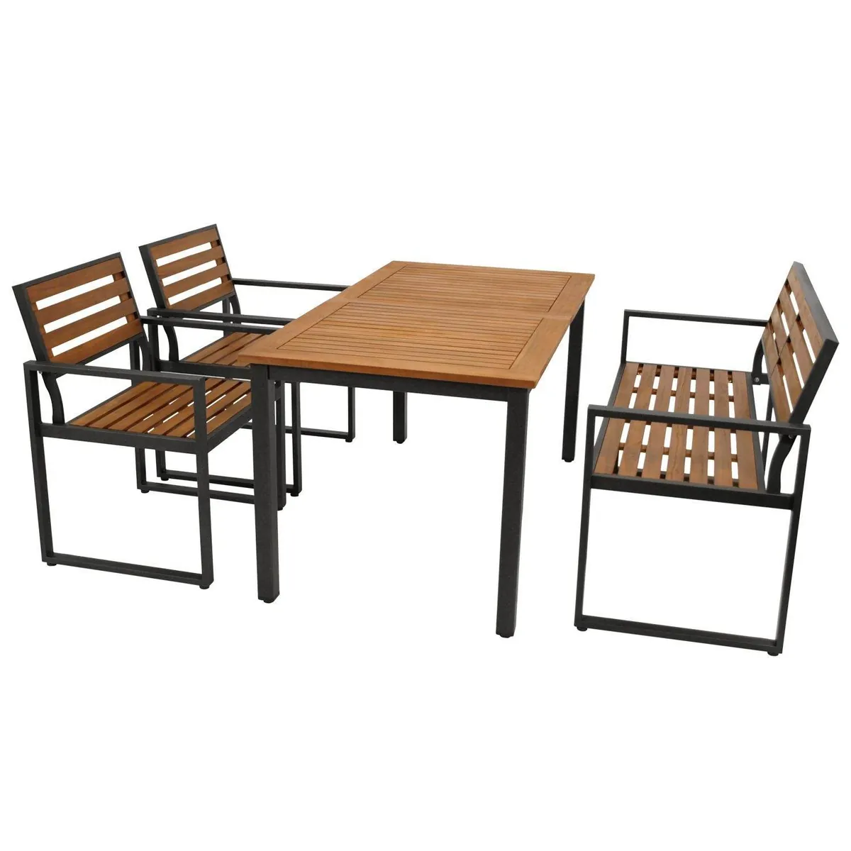 Gartengarnitur RAGUSA 4-teilig, Stahl + Akazie geölt, FSC®-zertifiziert