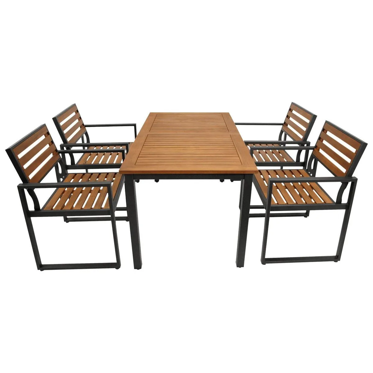 Garten Garnitur RAGUSA 5-teilig, Stahl + Akazie geölt, FSC®-zertifiziert