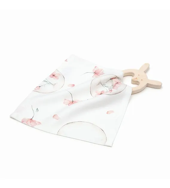Kuscheltuch mit Holzgreifling Blüten
