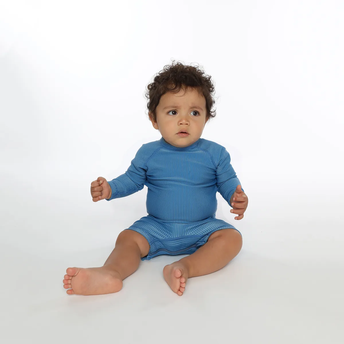 UV Badeoverall Baby Ribbed High Tide Blau