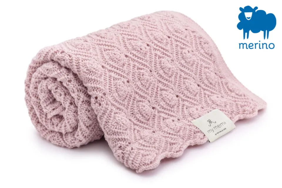 Merino baby blanket - Pearl Rose