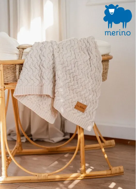 Merino baby blanket - Sand