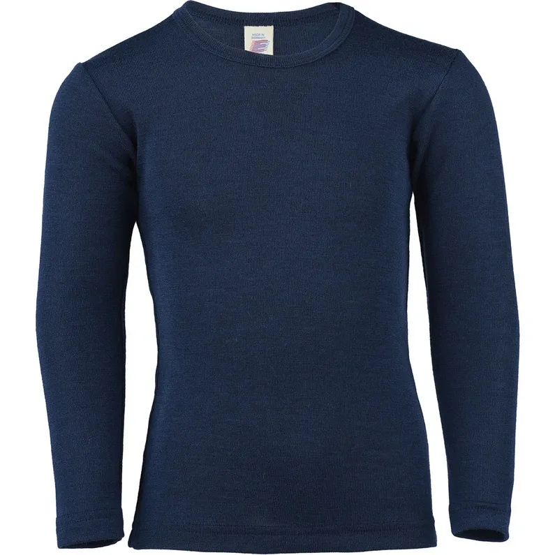 Engel Wolle/Seide Shirt langarm - Navy-blue
