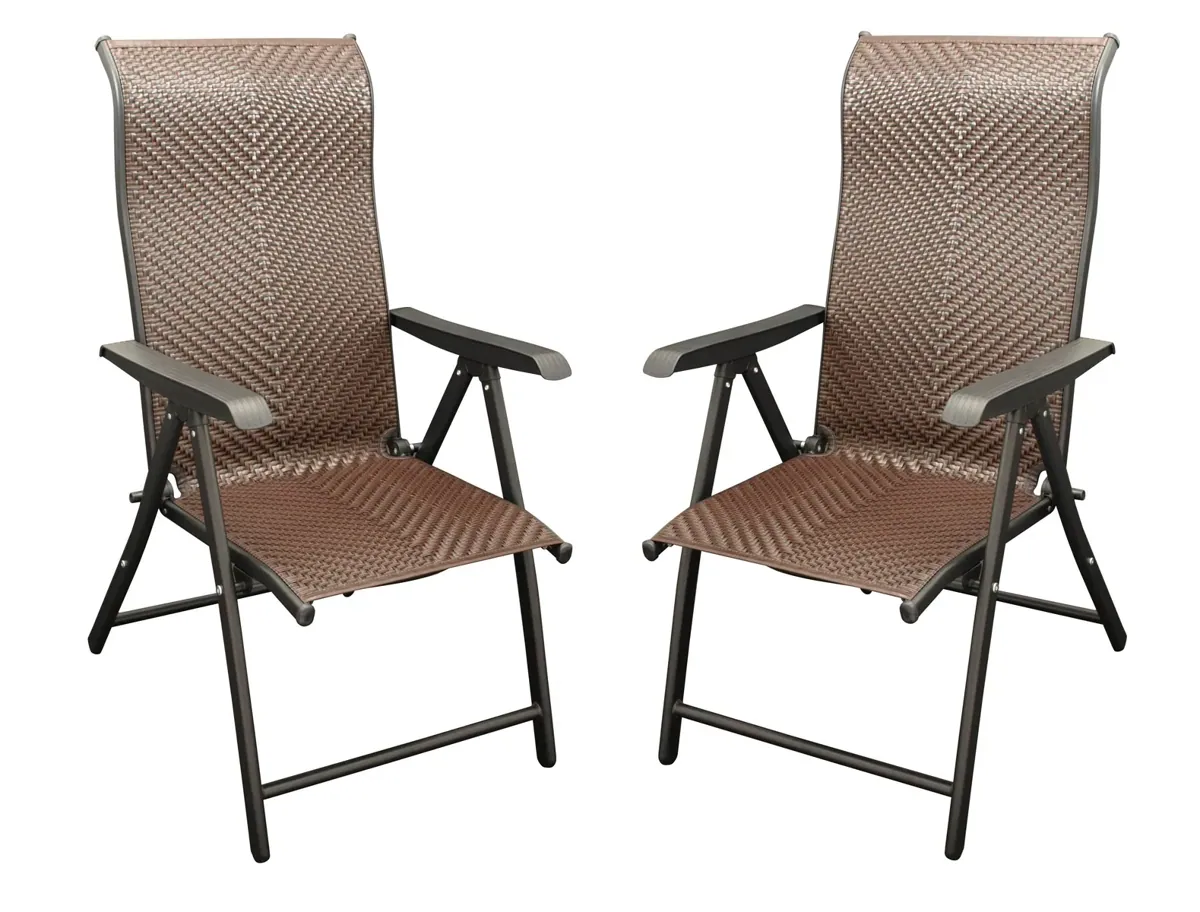 Klappsessel ANTIBES Hochlehner, Metall + Polyrattan braun, klappbar, 2 Stück