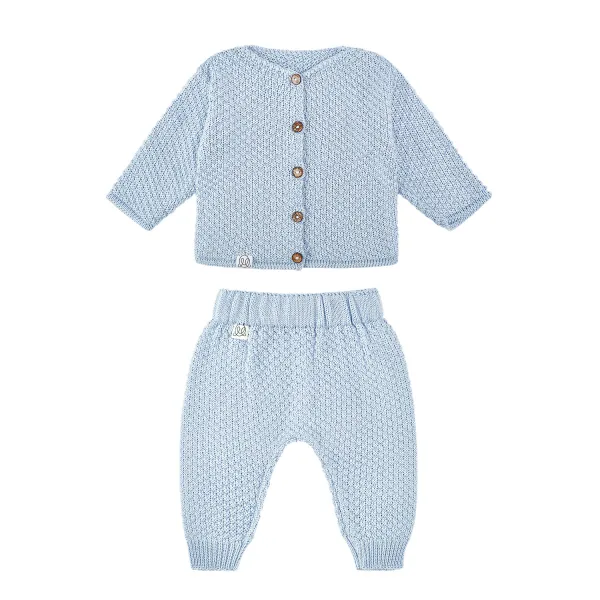 Kleiderset Strick Bambus Blau