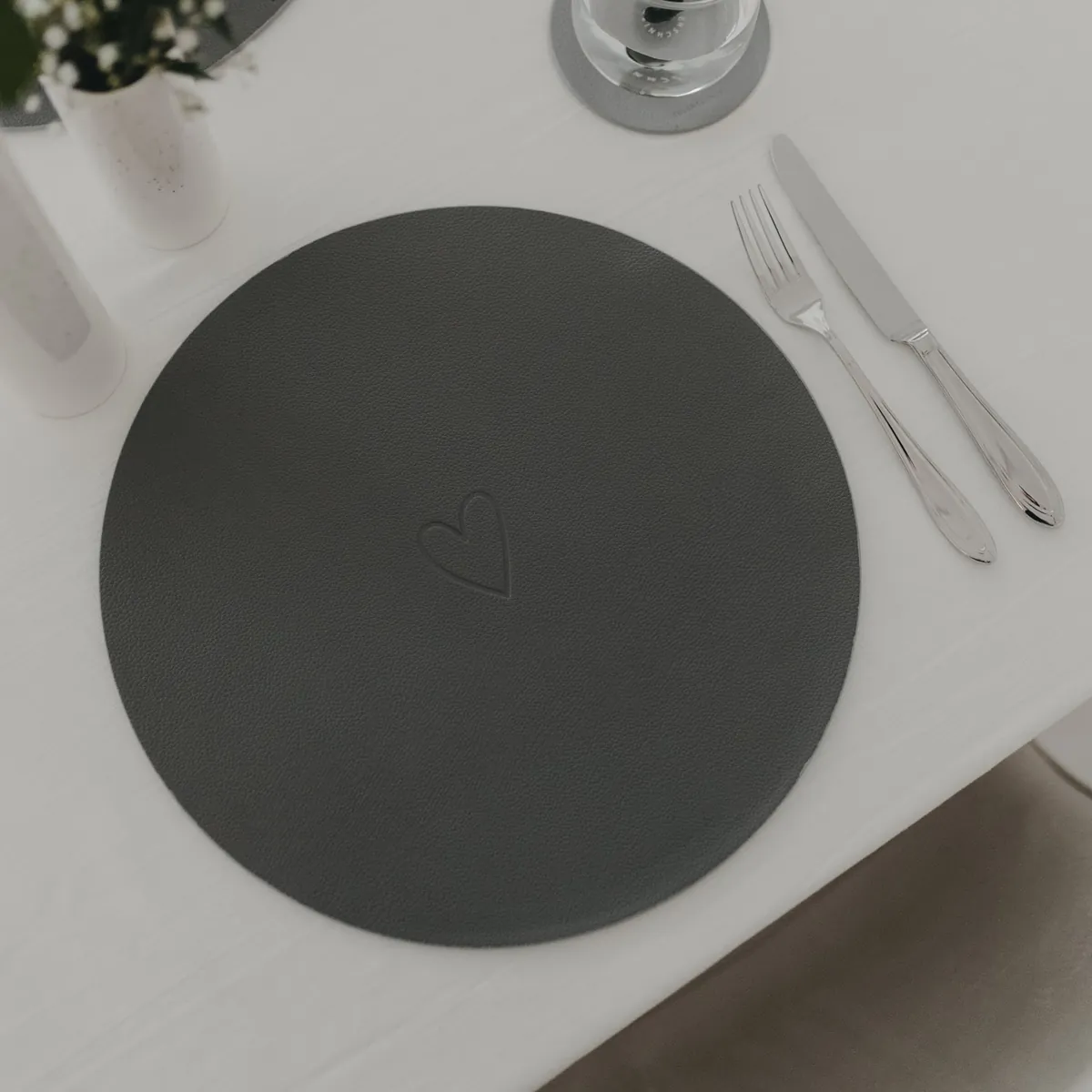 Wendbares Platzset Herz Grau
