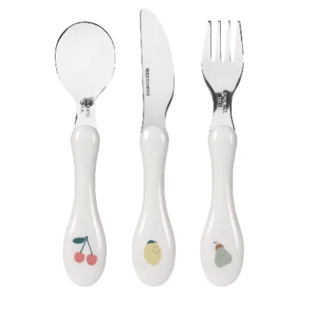 Lässig Kinderbesteck (Gabel, Löffel, Messer), Happy Fruits, Zitrone Kirsche