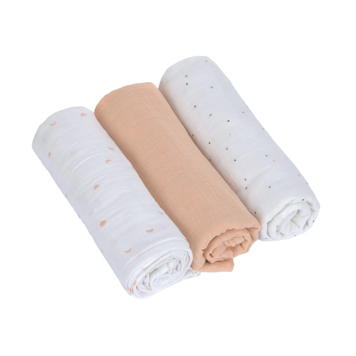 Lässig Muslin Swaddle & Burp Blankets L GOTS Moon peach
