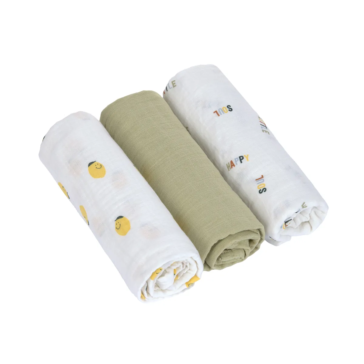 Lässig Muslin Swaddle & Burp Blankets L GOTS Happy Fruits, Zitrone