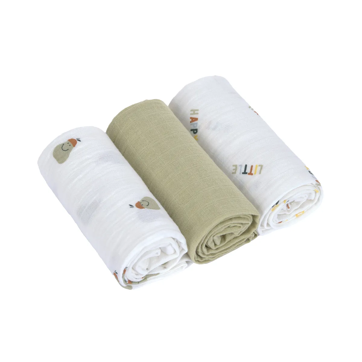 Lässig Swaddle & Burp Blanket M GOTS Happy Fruits, Birne