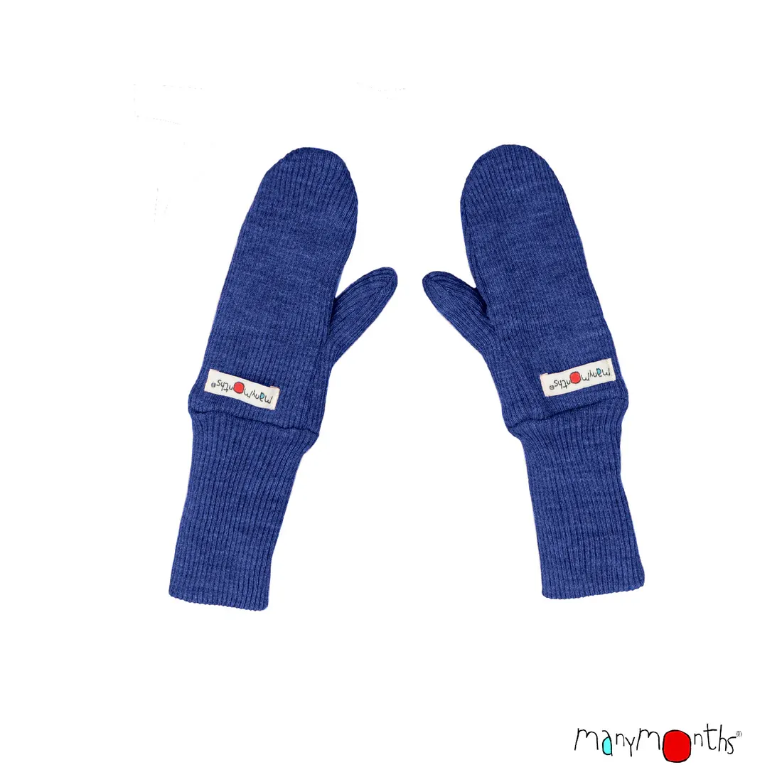 Manymonths Woll-Handschuhe, Long Cuff Mittens - Twilight blue
