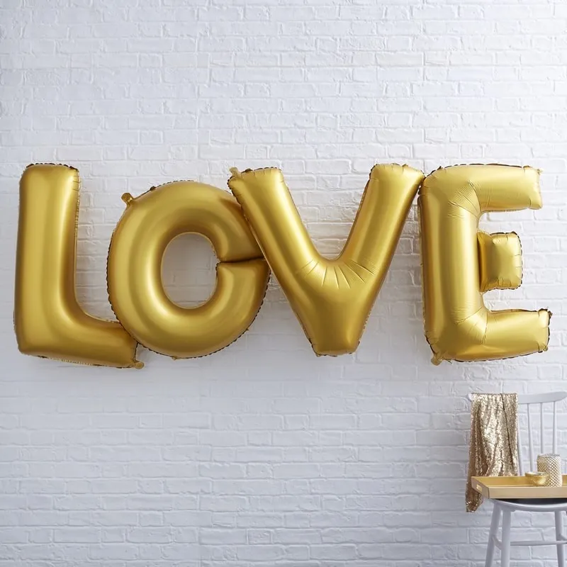 Ballon Schriftzug Girlande Love Gold XL