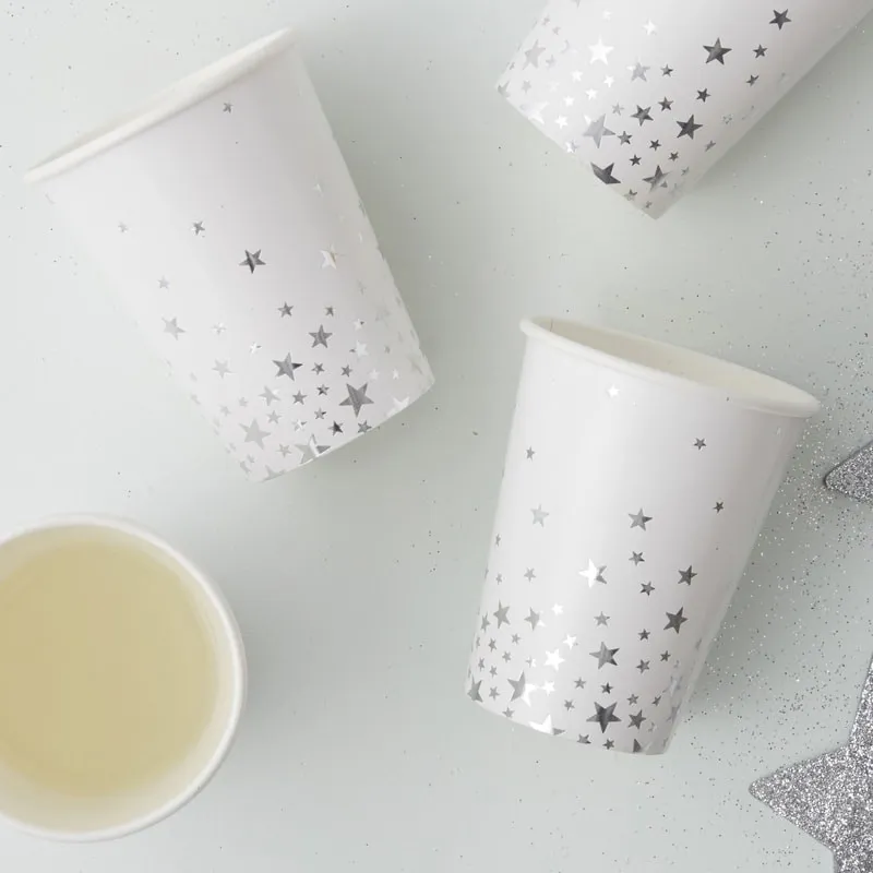 Partybecher Metallic Silver Star