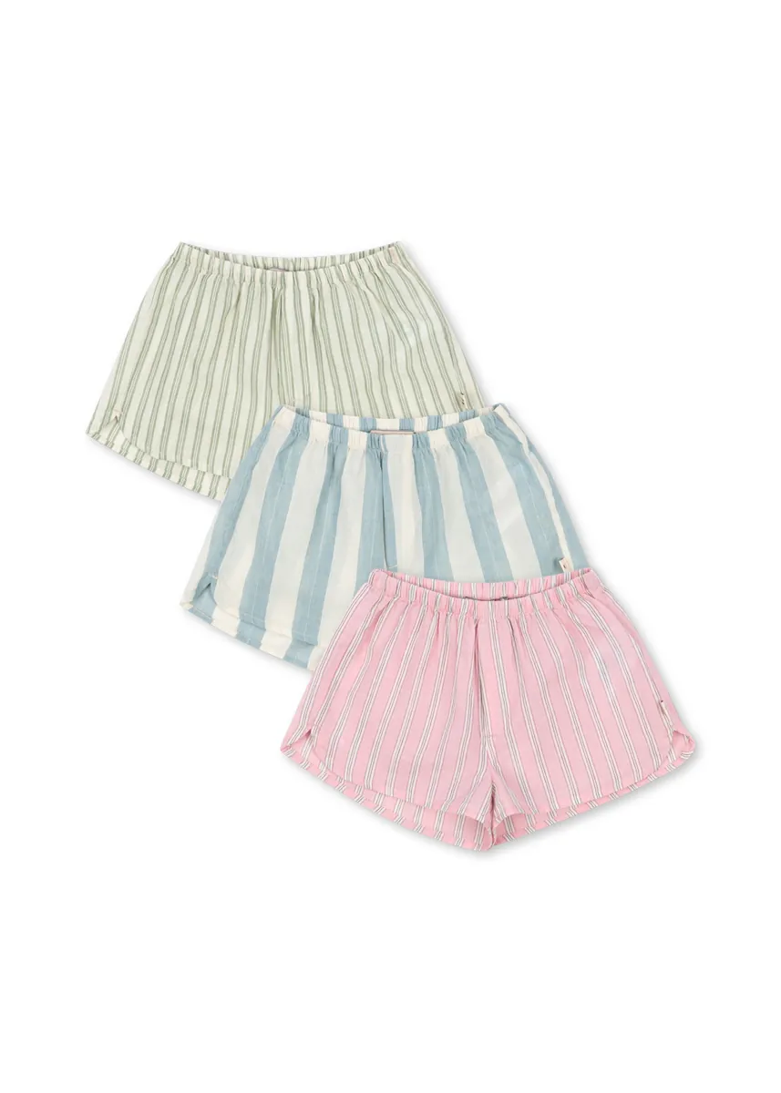 Konges Sløjd "Asli Shorts" 3er-Pack | Basil/Orchid/Bleu Stripe