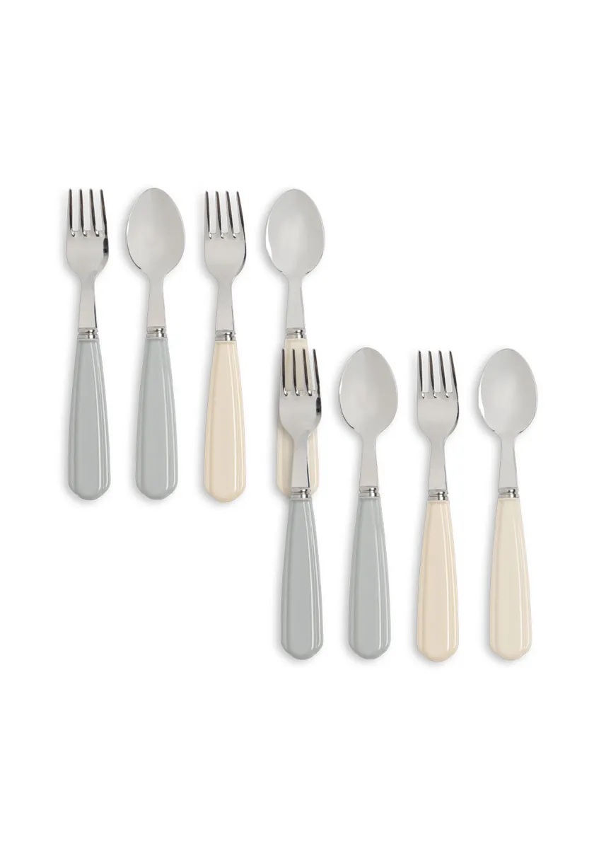 Konges Sløjd Besteck 8er-Set | Creme/Onyx