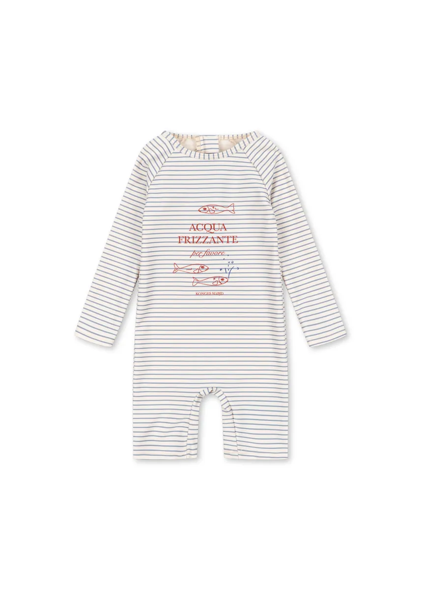 Konges Sløjd Badeanzug mit Ärmel „Aster" | Stripe Bluie