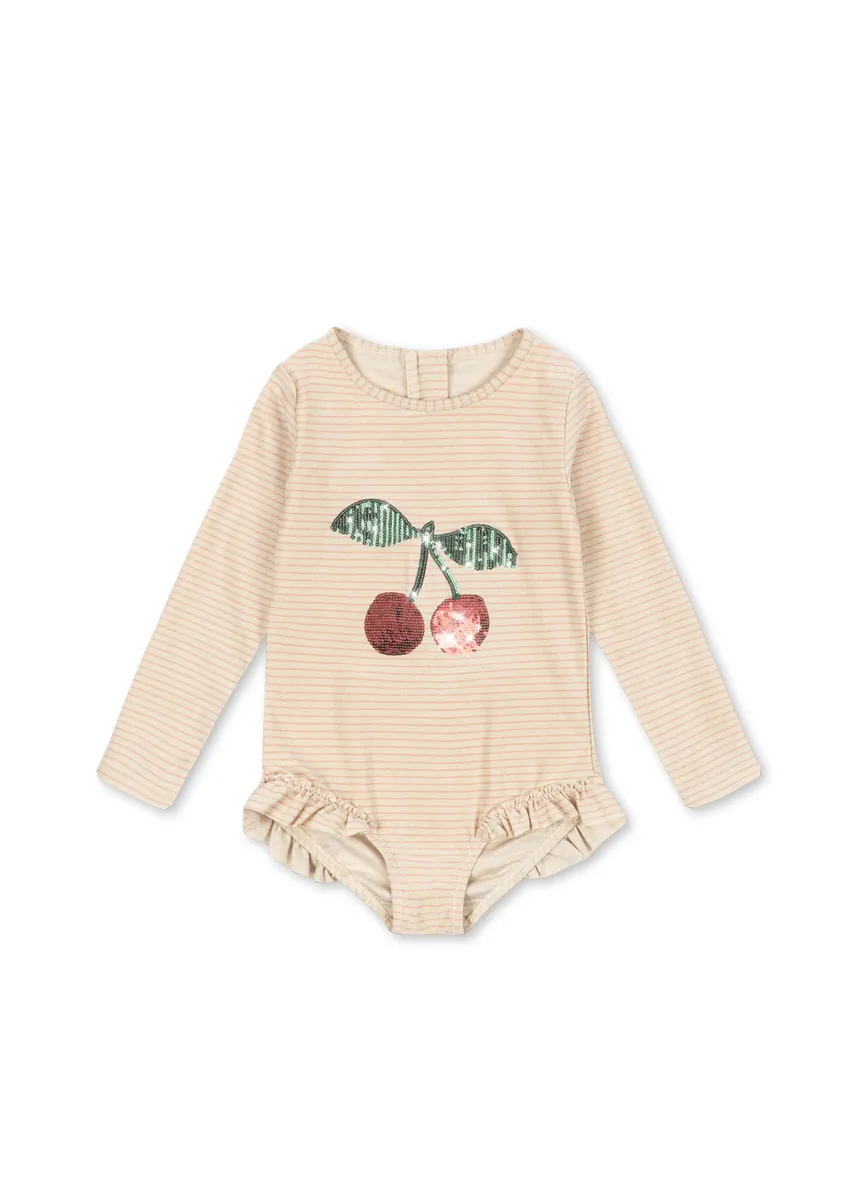 Konges Sløjd Badeanzug mit Ärmel "Jade" | Rose Stripe