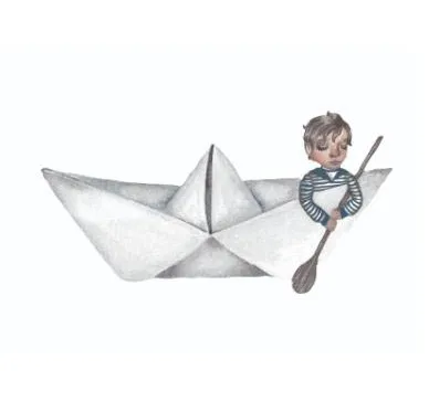 Wandsticker Papierboot Reise