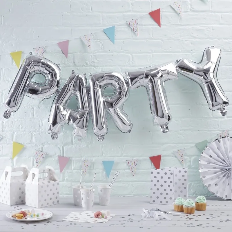 Ballon Schriftzug Girlande Party Silber
