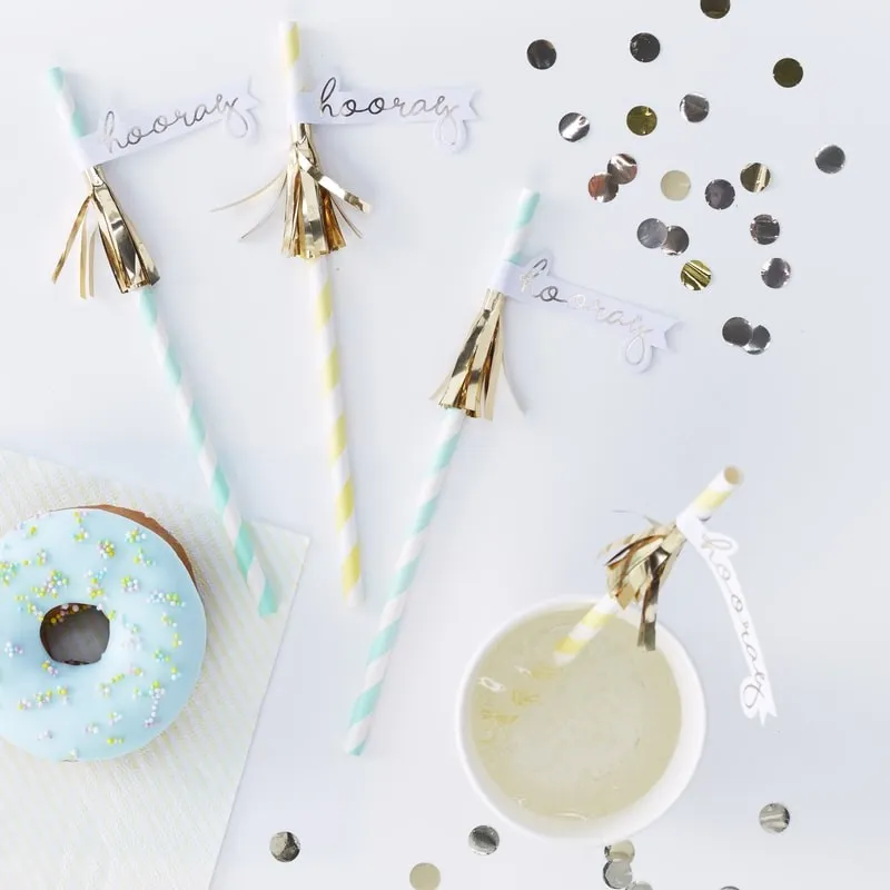 Strohhalme "Hooray" Tassel Pastel
