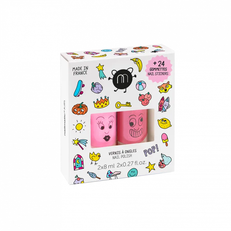Nailmatic Nagellack "Pop" 2-er Set mit Sticker| Dolly Kitty