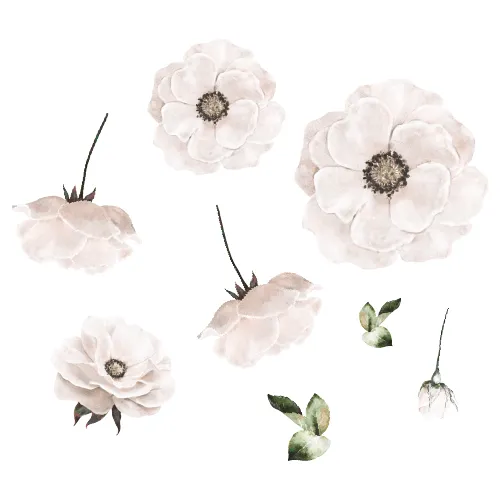 Wandsticker Poppy Flower White