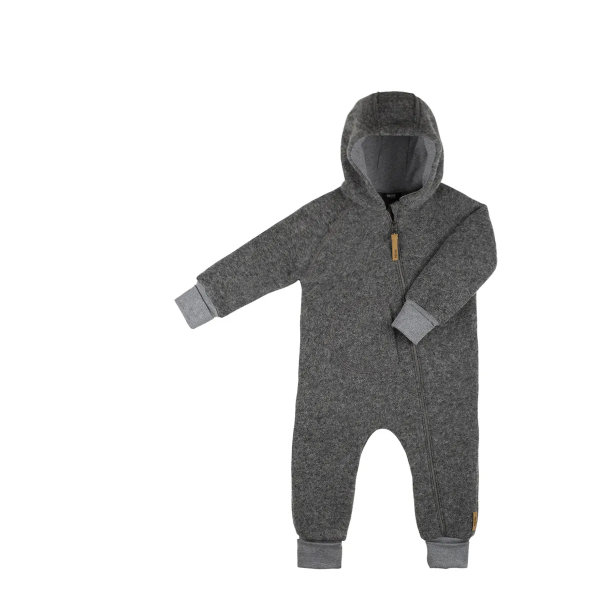 Pure Pure Wollwalk-Overall mit langem Reissverschluss - grau melange