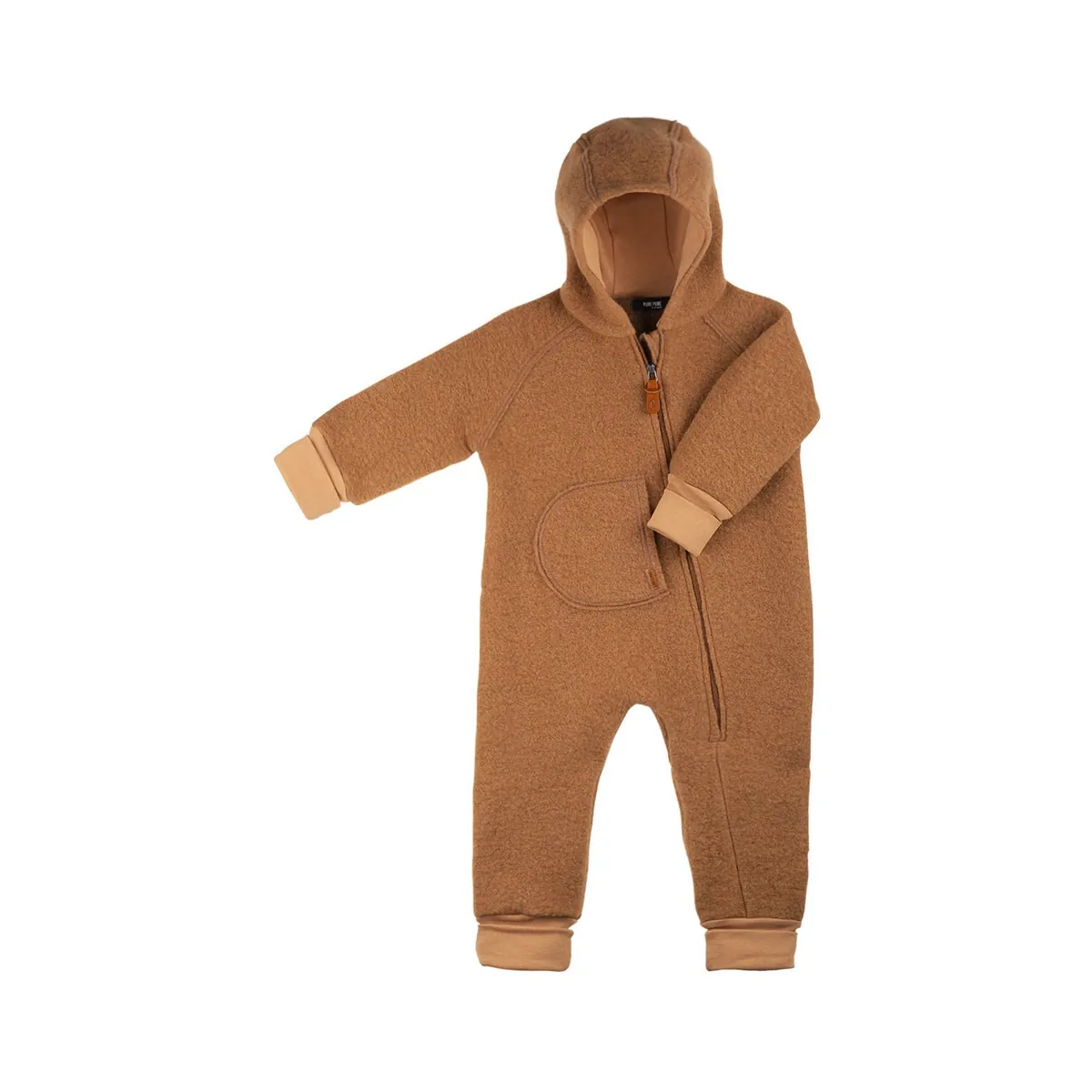 Pure Pure Wollwalk-Overall mit langem Reissverschluss - karamell