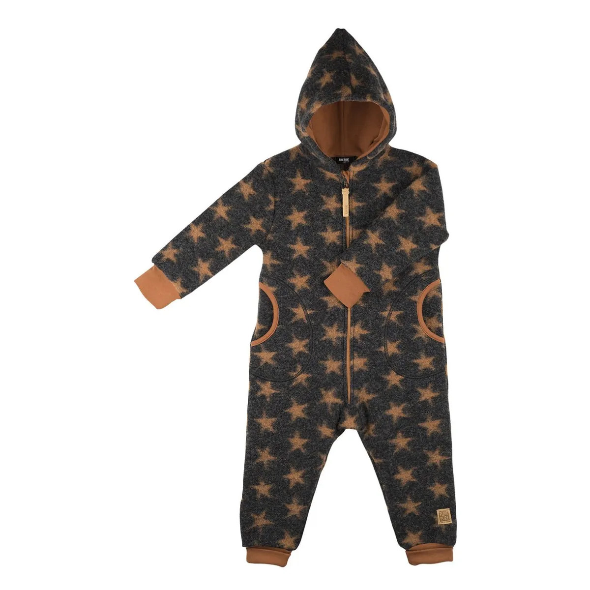 PurePure Wollwalk-Overall anthrazit-karamell Sterne