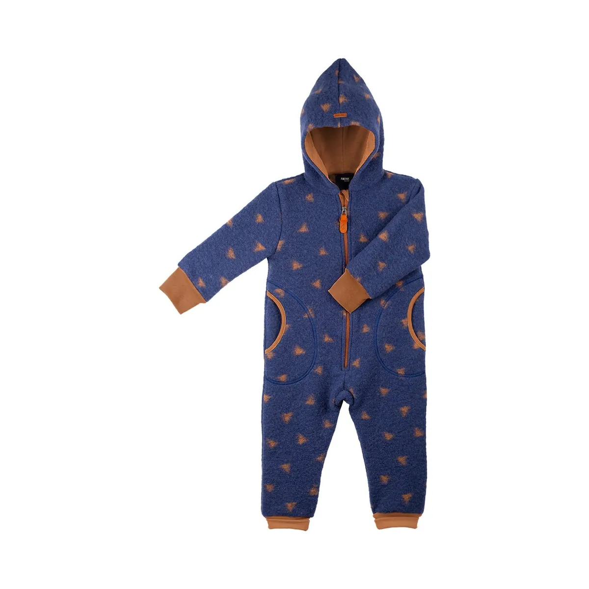 PurePure Wollwalk-Overall blau/ karamell
