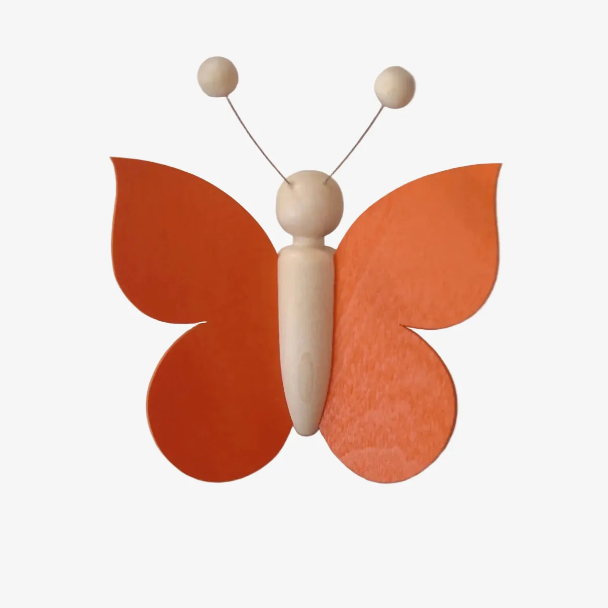Holz-Schmetterling orange mit Saugnapf