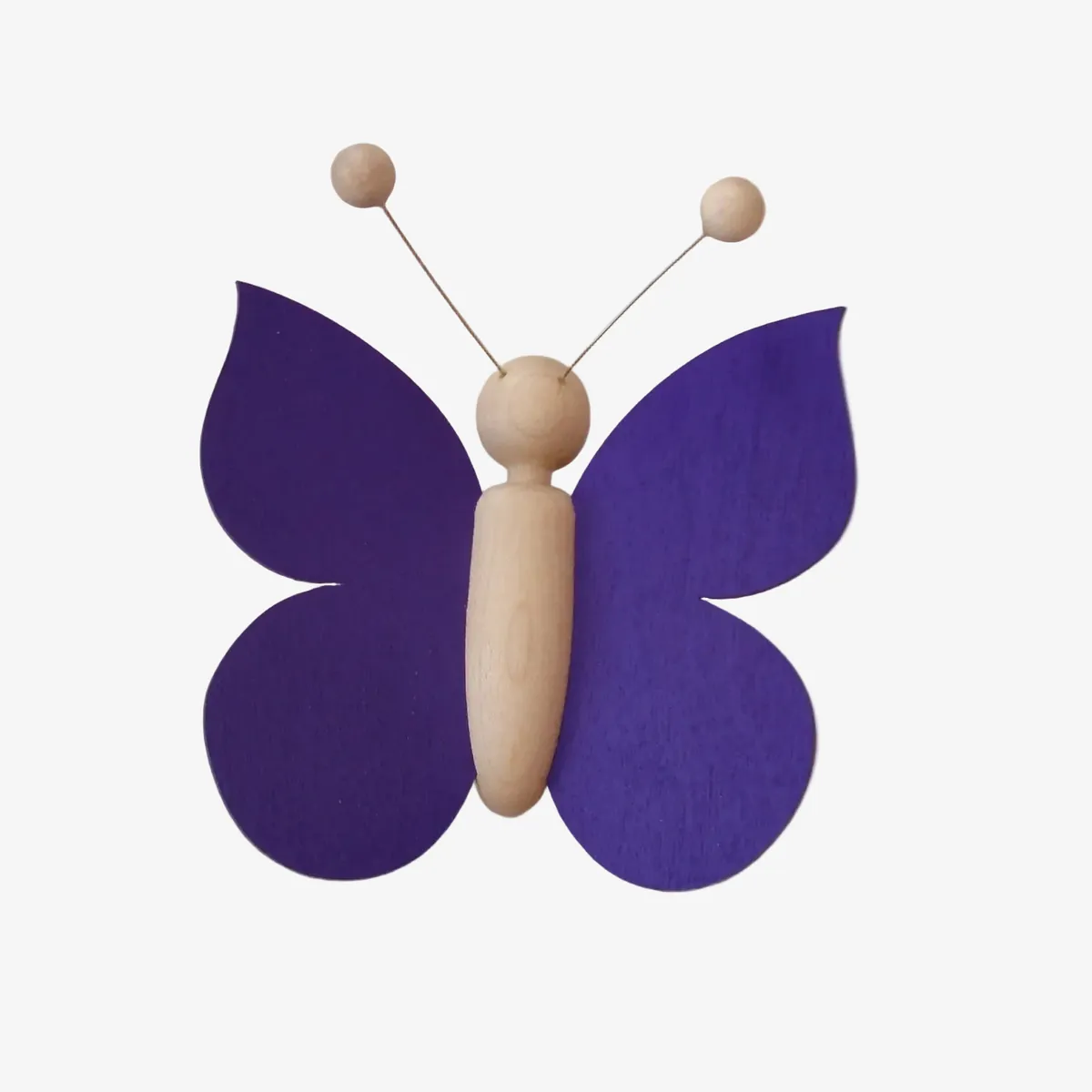 Holz-Schmetterling violett mit Saugnapf 10x10cm