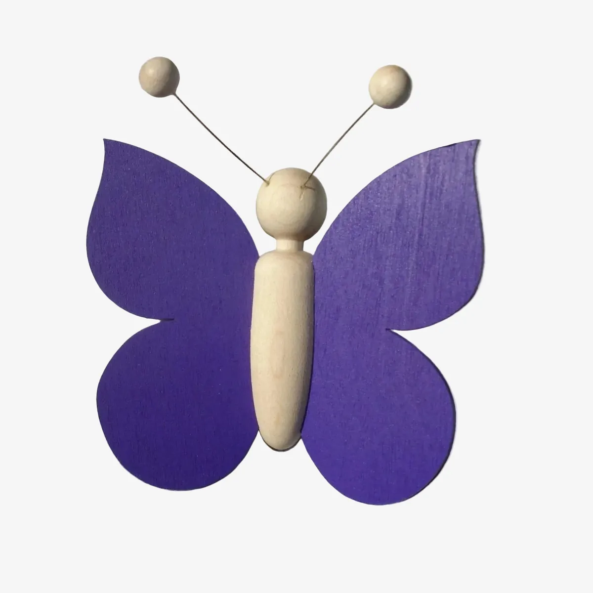 Holz-Schmetterling blau mit Saugnapf