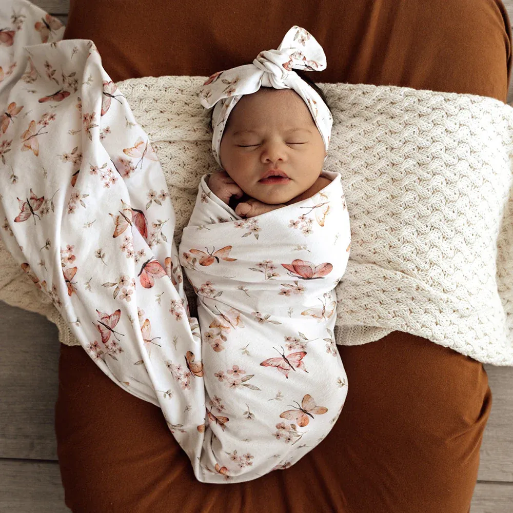 Swaddledecke Butterfly mit Stirnband