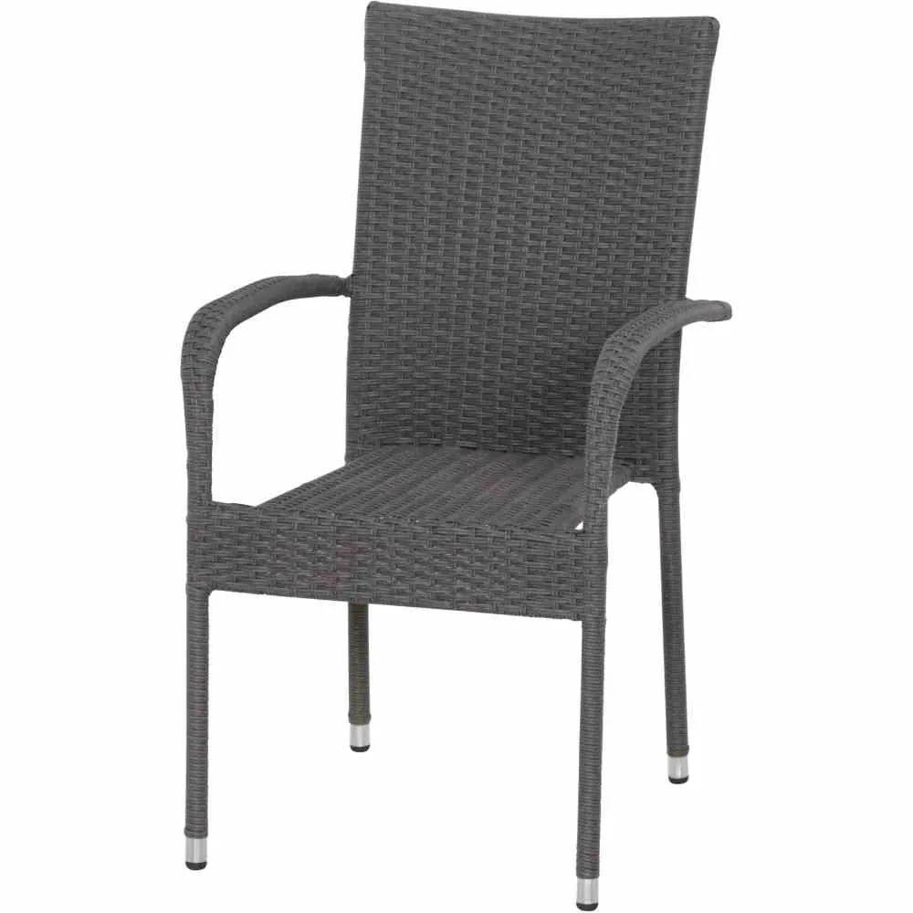 Stapelsessel PADOVA, Stahl + Polyrattan natur grau, 4 Stück