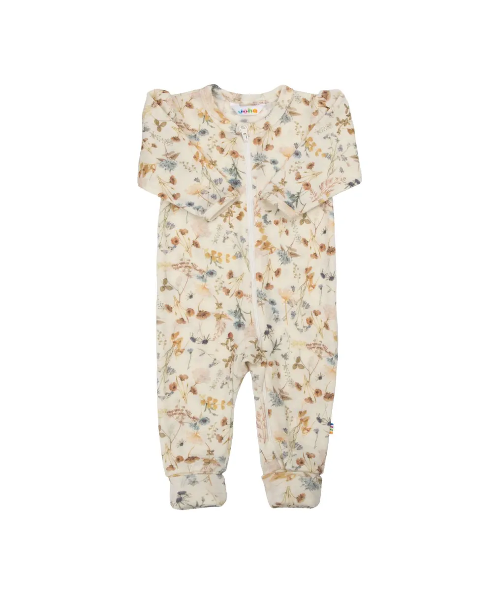 Joha • Strampler / Einteiler aus Merinowolle flower off white