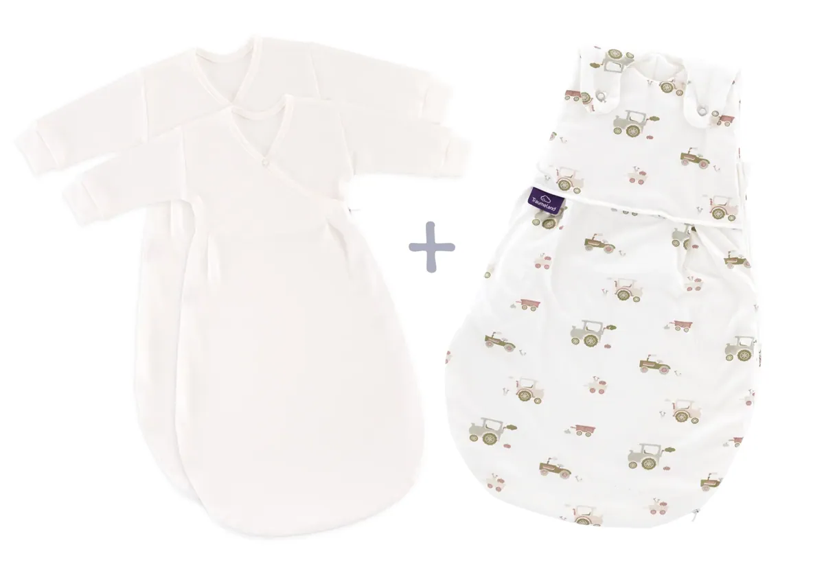 Träumeland Ganzjahresschlafsack LIEBMICH 3tlg. Set Little Farm grün