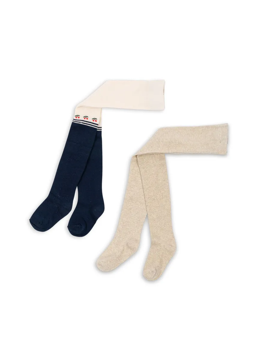 Konges Sløjd Lurex Strumpfhosen 2er Pack "Cherry" Cherry Mix"