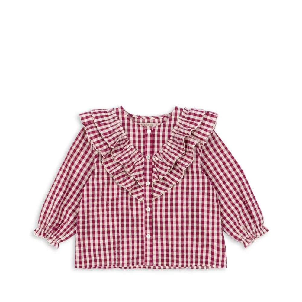 Konges Sløjd Bluse "Kim Frill" Sangria Butter Check