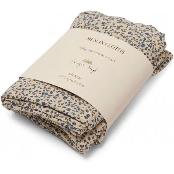 Konges Sløjd 3er Set Muslin Tücher "Blue Blossom Mist"