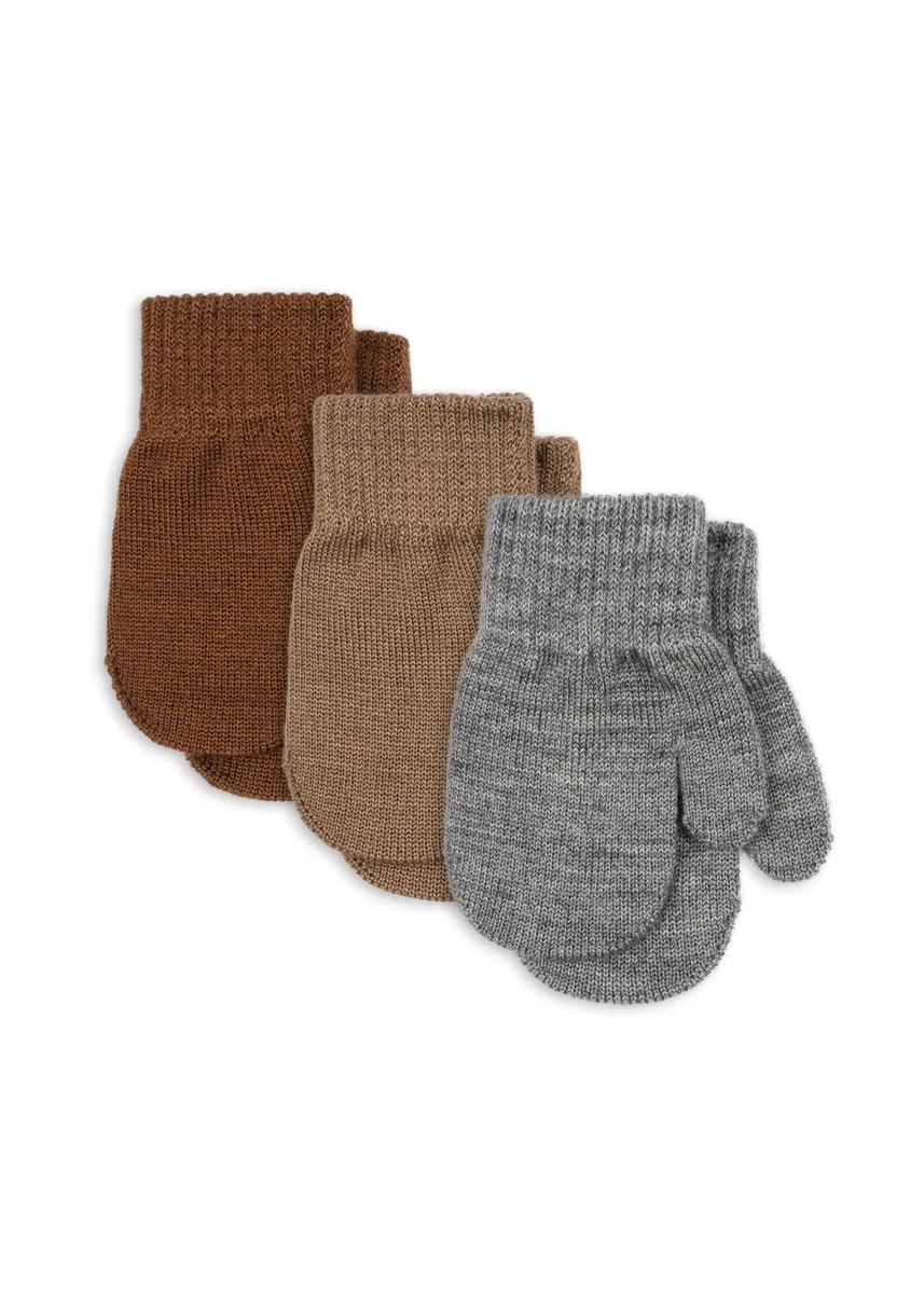 Konges Sløjd Fäustlinge 'Filla' 3er Set | Grey Melange Beige Brown