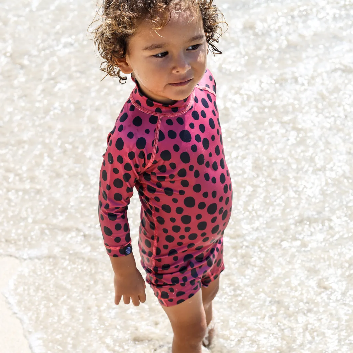 UV Badeoverall Baby Red Velvet Punkte